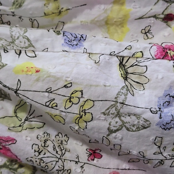 Floral print cotton lace trim ruched dress - Picture 6 of 12